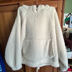 AE Sherpa Cinched Hoodie Sz L cream color
